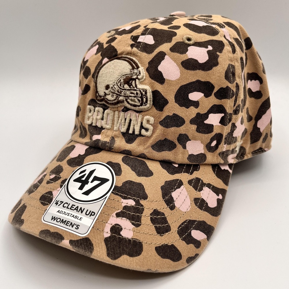 Cleveland Browns Womens Hat Cap 47 Brand Strap‎ Back Cheetah Leopard NFL NEW